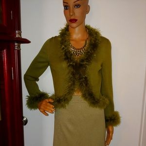 50% OFF RENA LANGE M CASHMERE SILK MARABOU JACKET